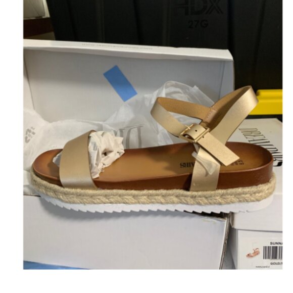 DREAM PAIRS Women’s Open Toe Ankle Strap Espadrille Platform Buckle Sandal GOLD - Picture 6 of 6